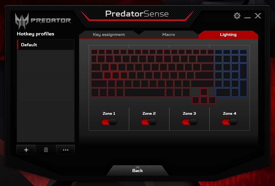 Backlight Setting on Predator Sense