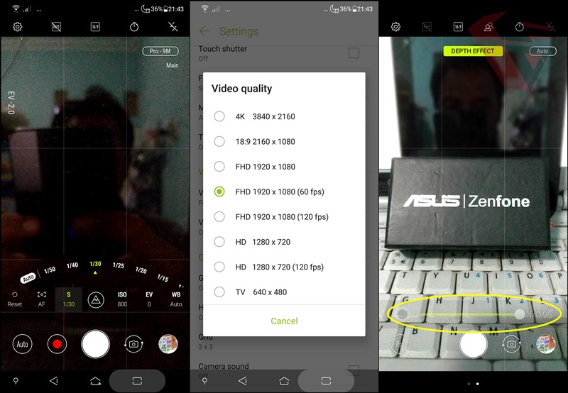 Review Asus Zenfone 5 ZE620KL Camera user interface