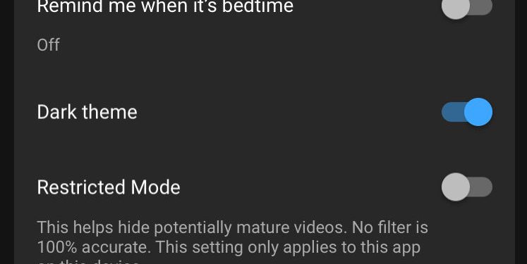 dark mode youtube