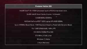 Predator Helios 300 Spesifikasi