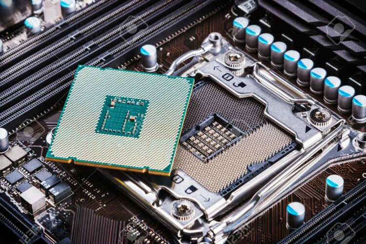 CPU socket and processor on the motherboard