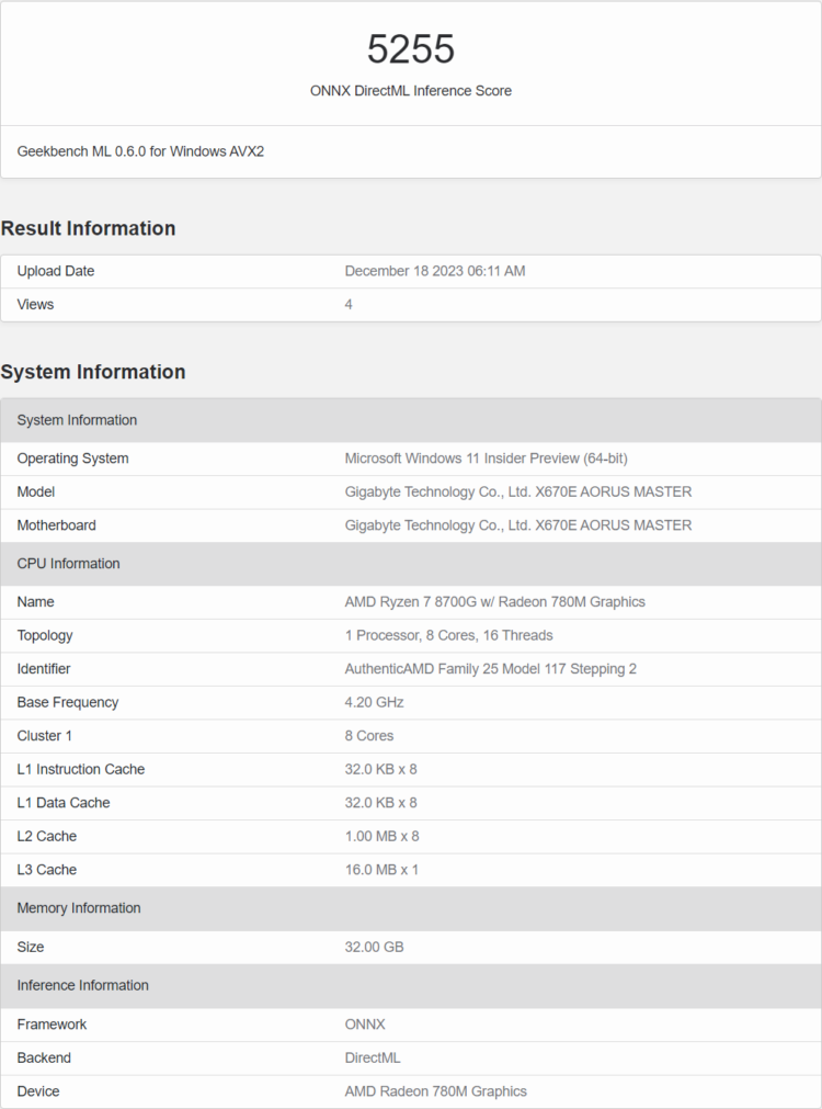 Overview Performa AMD Ryzen 7 8700G