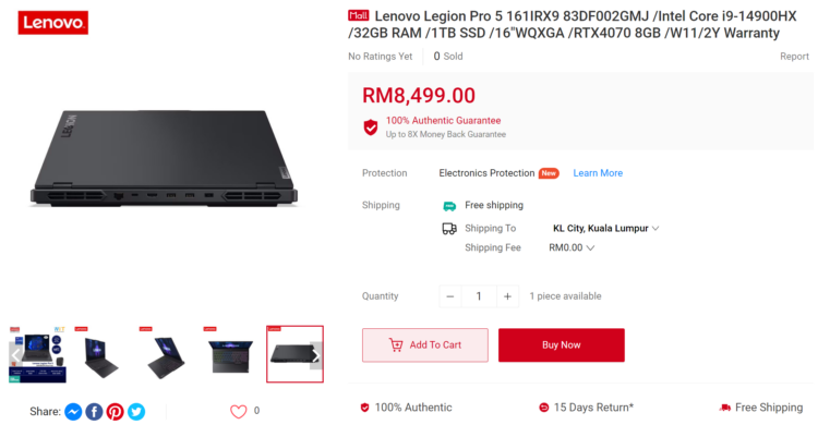Lenovo Legon Pro 5 dengan Intel Core i9 14900HX