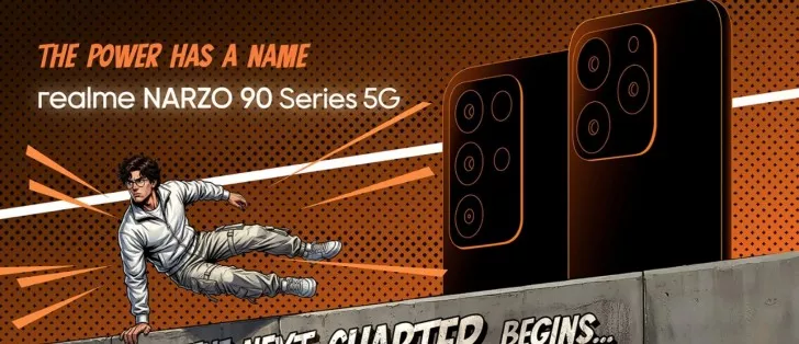 Smartphone dengan angka besar "6500 mAh" (mewakili kapasitas baterai Narzo 90) di layar, menyoroti daya tahan yang kuat.