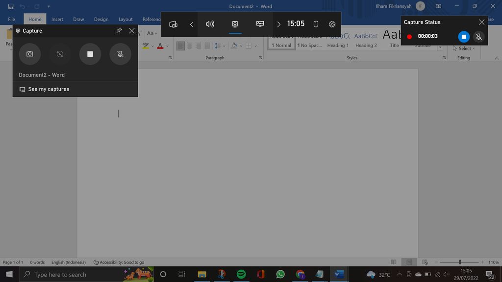 merekam layar laptop