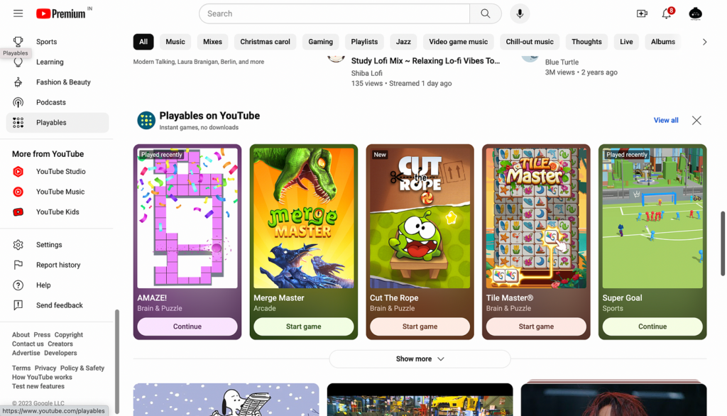 YouTube Akan Sediakan Playables, Kumpulan Game Gratis untuk Semua User!
