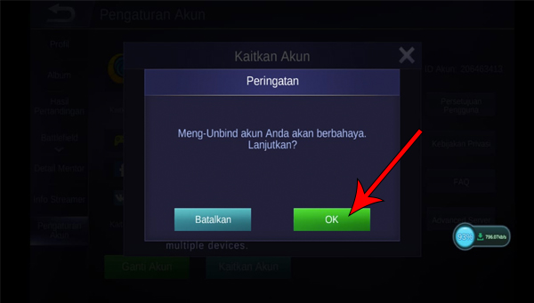 hapus akun Mobile Legends