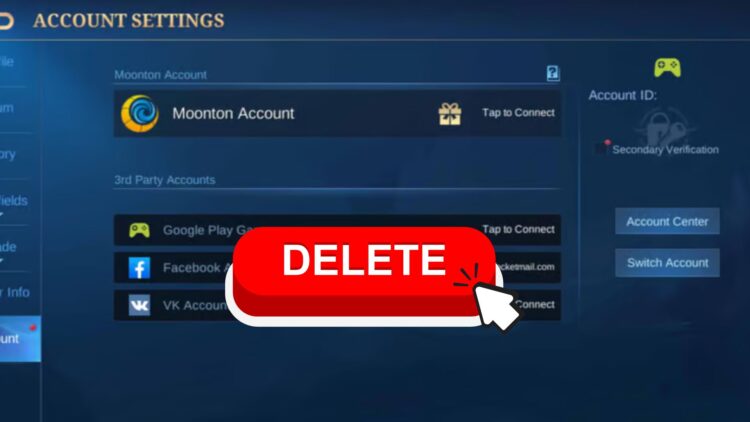hapus akun Mobile Legends