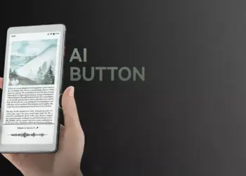 E-reader (mewakili AiPaper Reader C) dilihat dari sudut yang berbeda, menyiratkan kualitas tampilan dari berbagai arah.