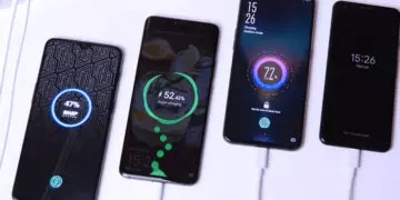 Unit smartphone dengan warna ungu dan biru, menyoroti desain premium yang mendukung teknologi fast charging tercepat.