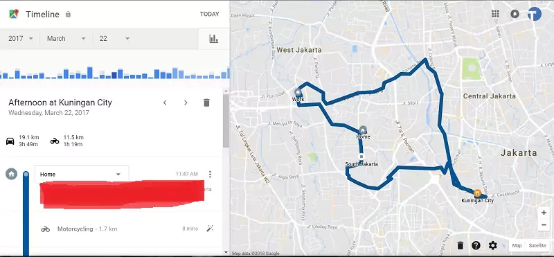 Timeline Google Maps