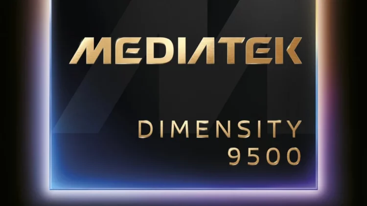Logo resmi chipset MediaTek Dimensity 9500, yang hasil uji perdananya dalam pertarungan Dimensity 9500 vs Apple A19 Pro menunjukkan keunggulan GPU yang mengejutkan.