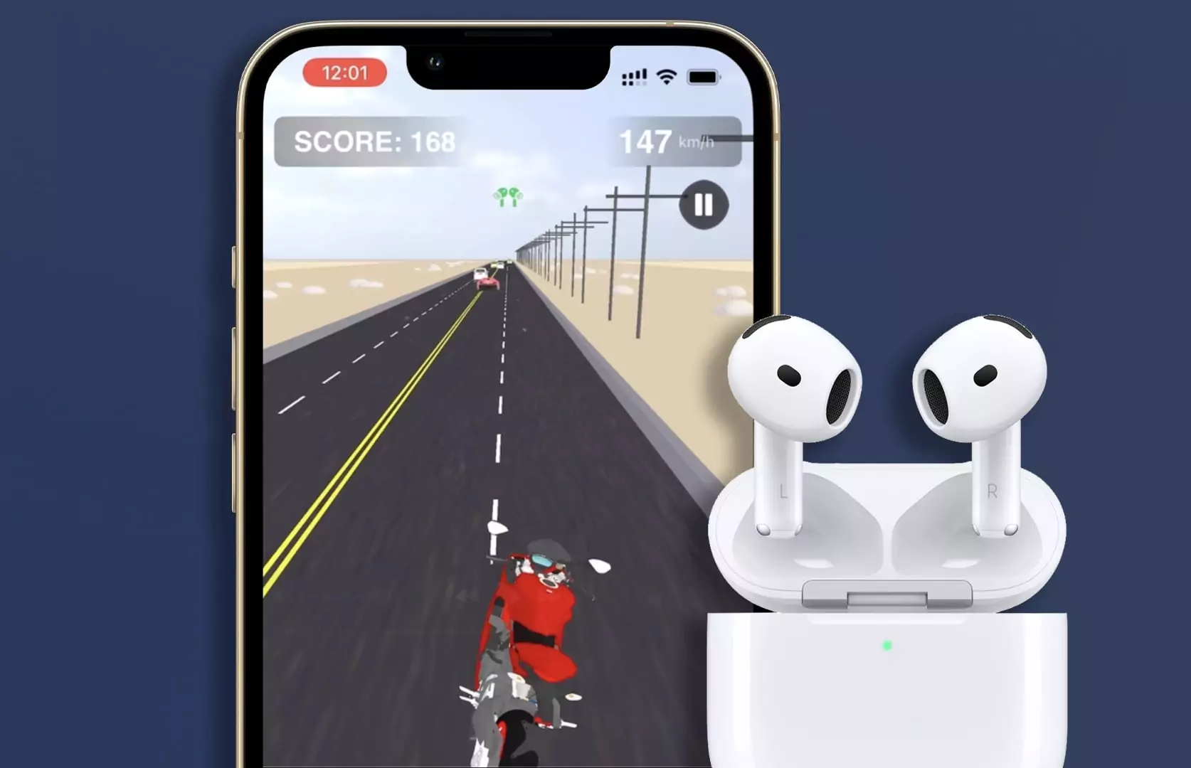 Game Balap Motor iPhone inovatif yang bikin heboh karena bisa dikendalikan langsung dengan sensor gerakan AirPods