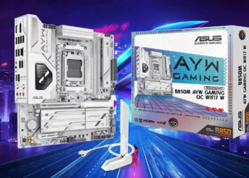Gambar produk motherboard OC putih super kencang ASUS B850M AYW, yang hadir dengan harga 'perusak pasar'.
