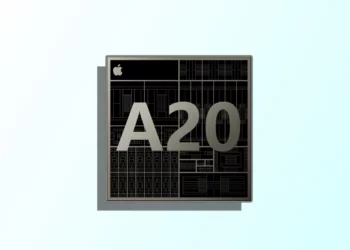 Gambar render dari chipset Apple A20, salah satu dari empat chip Apple 2nm yang akan mentenagai iPhone 18 dan menggunakan fabrikasi 2nm dari TSMC.