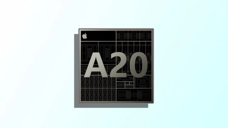 Gambar render dari chipset Apple A20, salah satu dari empat chip Apple 2nm yang akan mentenagai iPhone 18 dan menggunakan fabrikasi 2nm dari TSMC.