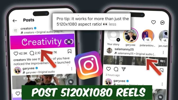 Thumbnail tutorial yang mengilustrasikan cara membuat video rasio geprek untuk Instagram Reels dengan format 5120x1080.