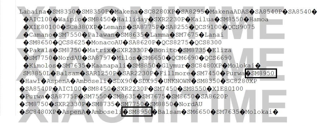 Tangkapan layar kode HyperOS 3 yang menjadi bukti ditemukannya jejak chipset SM8950, yang diyakini akan menjadi otak dari Xiaomi 18 Pro.