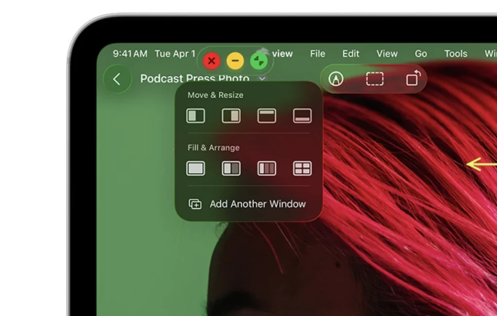 Antarmuka hibrida iPadOS 26 dengan tombol kontrol ala Mac dan menu window yang ramah sentuhan, sebuah langkah menuju MacBook layar sentuh.