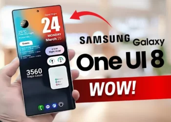 Gambar konsep yang mengilustrasikan kecanggihan fitur AI One UI 8, dengan widget proaktif dan personalisasi mendalam di layar utama Samsung Galaxy.