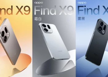 Tampilan desain resmi dari tiga varian warna Oppo Find X9 series, yang menyoroti modul kamera 'squircle' baru yang mirip dengan bocoran OnePlus 15.