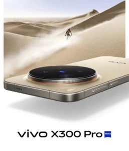 Poster promosi untuk Vivo X300 Pro dengan branding Zeiss, menyoroti kemampuan fotografinya.
