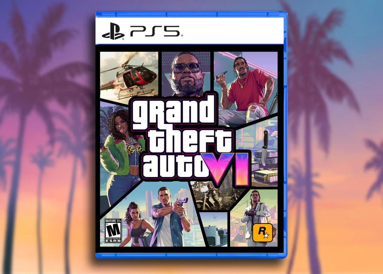 Gambar konsep cover game GTA 6 untuk PS5, merepresentasikan produk akhir yang kini sedang dalam tahap pengembangan akhir oleh Rockstar Games.