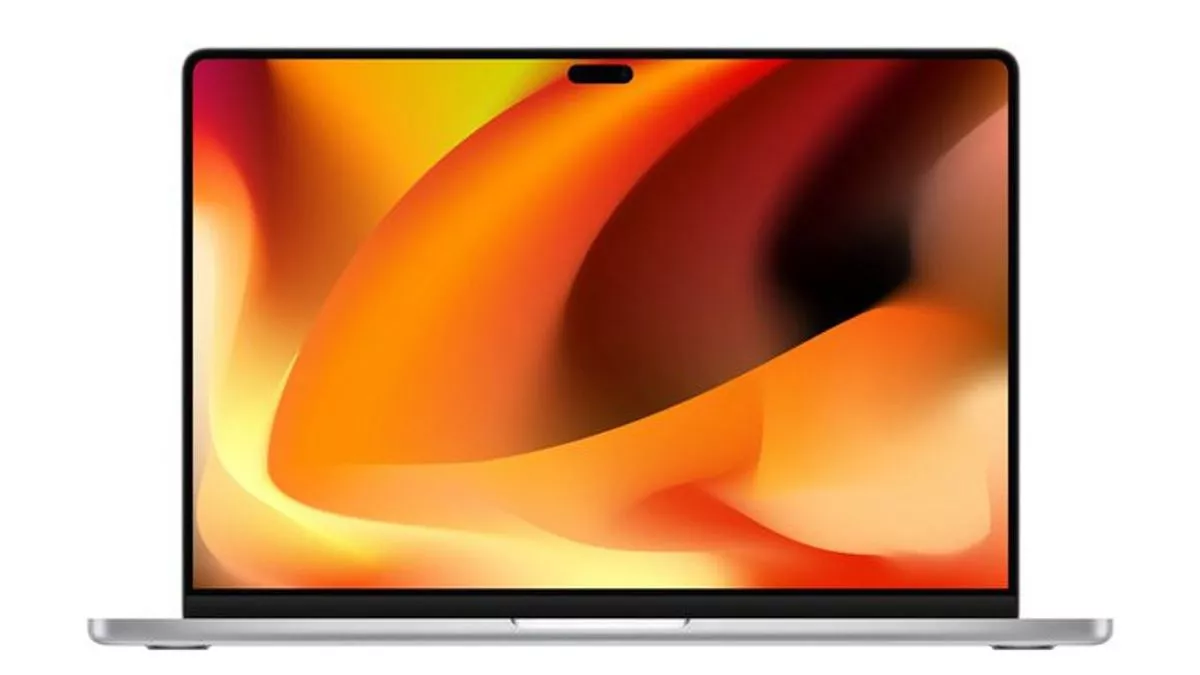 MacBook Pro menyala dengan tulisan "Built for Apple Intelligence"