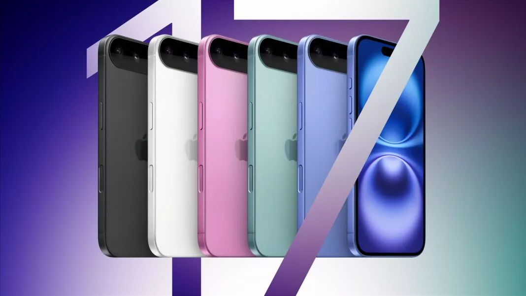 Berbagai pilihan warna iPhone 17 Series (hitam, putih, pink, mint, ungu)