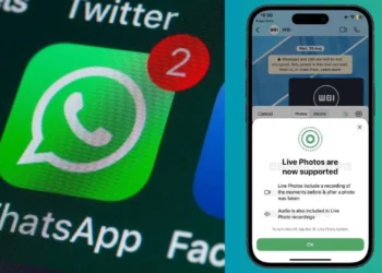 Kolase gambar yang menunjukkan cara kirim Live Photo WhatsApp di iPhone setelah fitur baru resmi didukung.