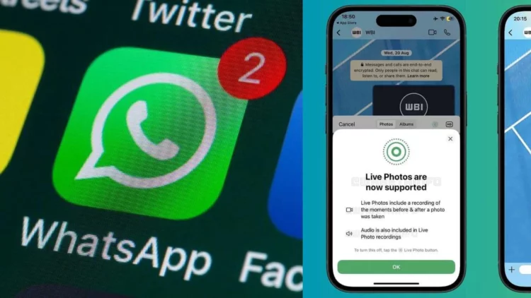 Kolase gambar yang menunjukkan cara kirim Live Photo WhatsApp di iPhone setelah fitur baru resmi didukung.