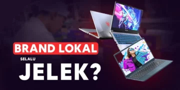 Kolase laptop Axioo dengan pertanyaan "Brand Lokal Selalu Jelek?" yang menjadi tema utama kisah jatuh bangun brand laptop lokal ini.