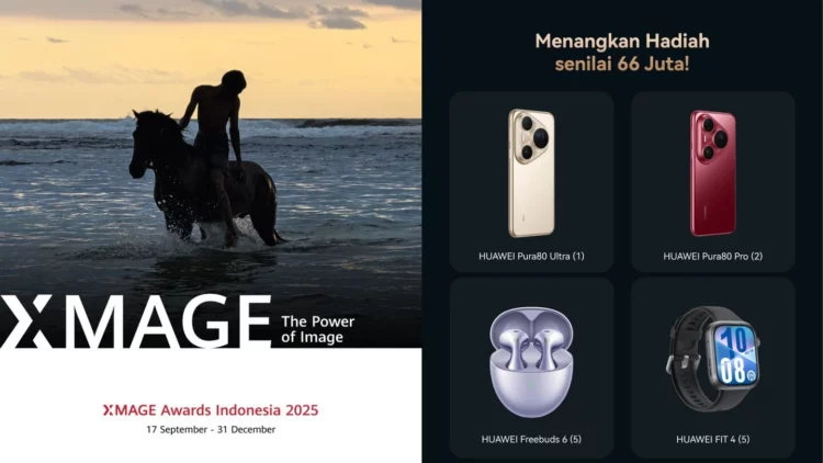 Poster resmi lomba fotografi XMAGE Awards Indonesia 2025 yang menampilkan detail hadiah utama.
