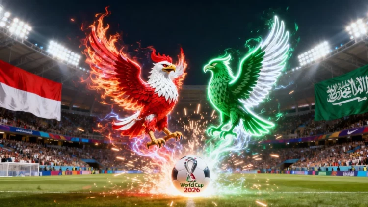 Ilustrasi pertandingan sepak bola untuk live streaming Indonesia vs Arab Saudi di Kualifikasi Piala Dunia 2026.