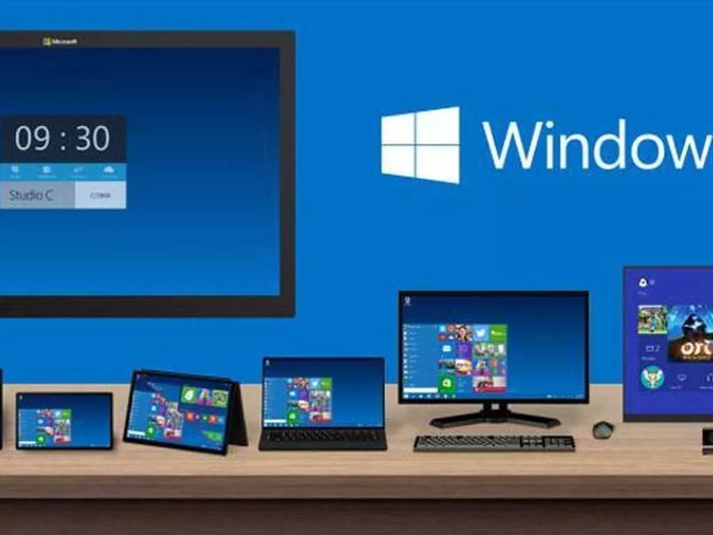 Berbagai perangkat menampilkan antarmuka Windows