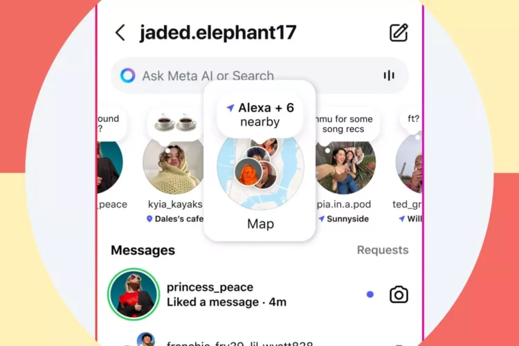 Pop-up Map Instagram dan feed pesan