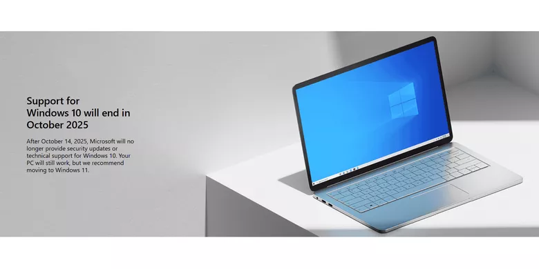 Pengumuman resmi Microsoft: Dukungan Windows 10 berakhir pada Oktober 2025, menyarankan pengguna untuk pindah ke Windows 11.