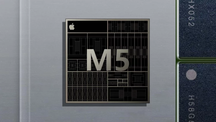 Gambar render close-up dari chipset Apple M5 yang spesifikasinya baru saja bocor ke publik.