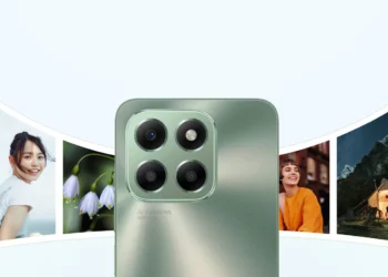 Modul AI Camera 50MP pada Honor X6b Plus, dikelilingi oleh contoh-contoh foto, menyoroti fitur unggulan HP murah yang sudah tahan banting bersertifikasi SGS.
