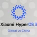 Logo Xiaomi HyperOS 3 dengan teks "Global vs China", sebagai ilustrasi untuk artikel yang membahas perbedaan HyperOS 3 Global dan China.