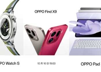 Poster resmi peluncuran jajaran produk baru Oppo: Oppo Find X9, Oppo Watch S, dan Oppo Pad 5, yang akan diluncurkan pada 16 Oktober.
