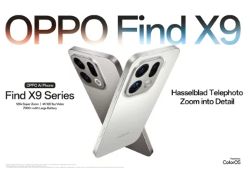 Poster resmi Oppo Find X9 series rilis global, menampilkan HP Find X9 dan Find X9 Pro dengan fitur andalan baterai 7.500mAh dan kamera 200MP (Hasselblad).