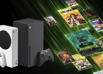 Konsol Xbox Series X dan S dengan berbagai game yang akan tersedia di layanan Xbox Cloud Gaming gratis.