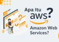 Ilustrasi grafis "Apa Itu AWS?", menjelaskan Amazon Web Services sebagai penyebab Canva dan internet lumpuh.