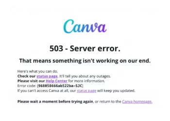 Tangkapan layar error 503 Server Canva, ilustrasi masalah Canva down yang membuat pengguna global panik dan gagal simpan desain.