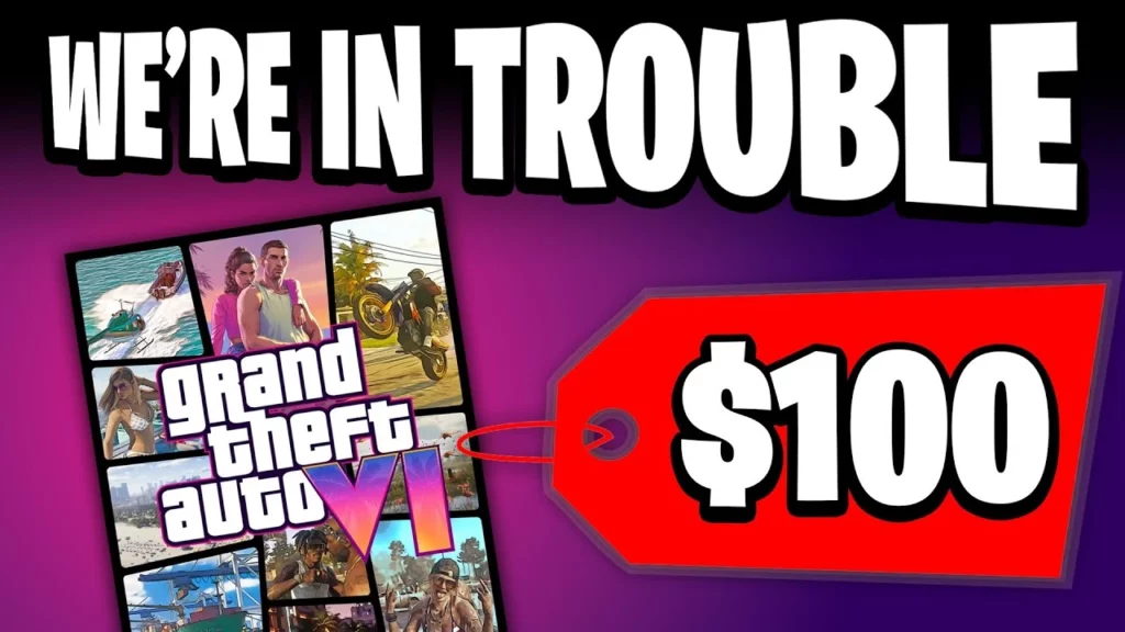 Ilustrasi kekhawatiran mengenai harga GTA VI yang mencapai $100, menunjukkan sampul game di samping label harga yang mahal.
