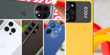 Kolase berbagai smartphone, termasuk Poco, untuk artikel ranking HP dibawah 6 juta yang paling worth it di tahun 2025.