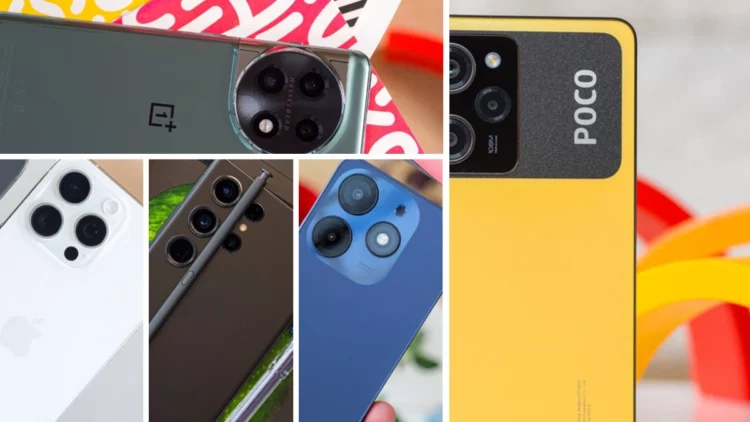 Kolase berbagai smartphone, termasuk Poco, untuk artikel ranking HP dibawah 6 juta yang paling worth it di tahun 2025.