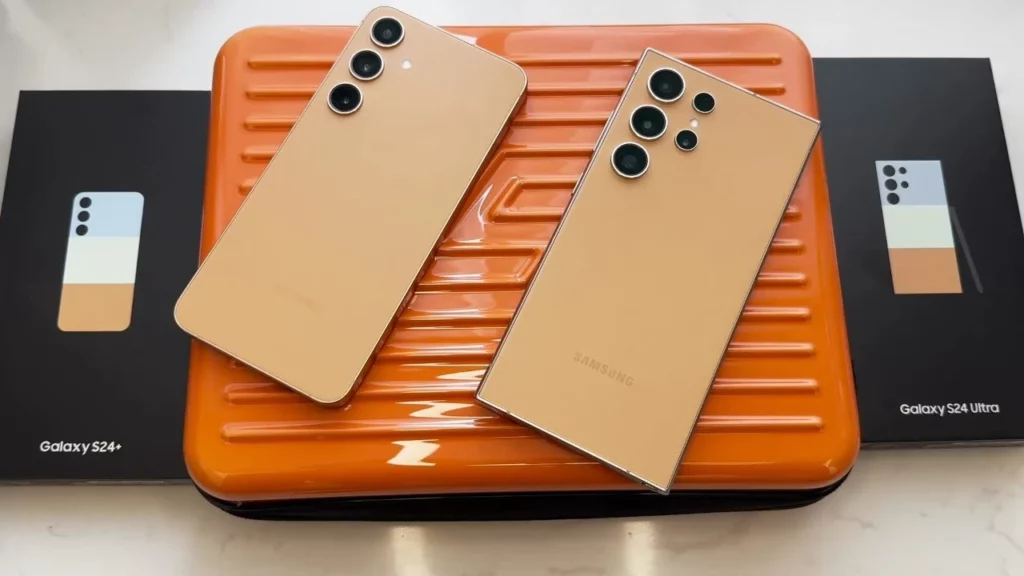Varian warna oranye pada Samsung Galaxy S24 dan S24 Ultra yang menjadi pembanding dalam isu desain Samsung S26 Ultra.