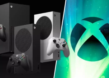 Kolase konsol Xbox Series X dan S dengan logo Xbox, mengilustrasikan laporan resmi Microsoft yang menyebut penjualan Xbox anjlok 29% sebelum harga naik.